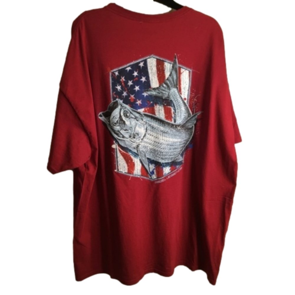 REEL LEGENDS RED FISHING T SHIRT - Picture 3 of 9